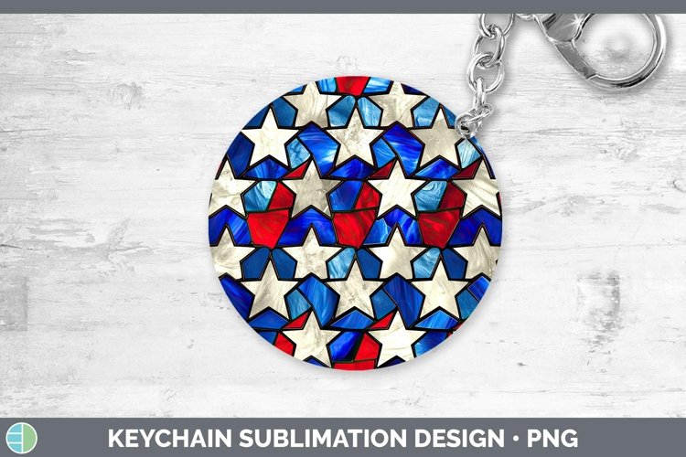 Patriotic Stained Glass Keychain | Sublimation Keyring Desig