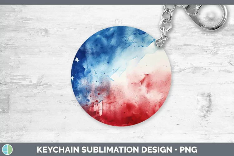 Patriotic Watercolor Keychain | Sublimation Keyring Designs