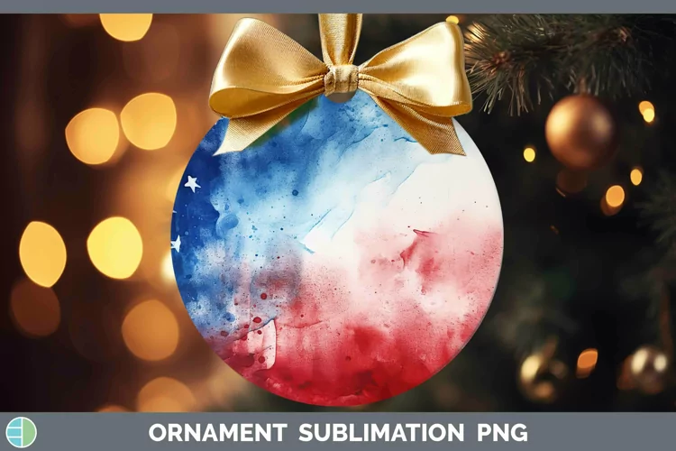 Patriotic Watercolor Ornament | Sublimation Bauble Designs