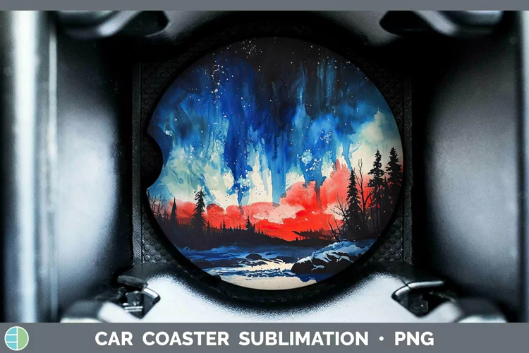 Patriotic Northern Lights Car Coaster | Sublimation Coaster