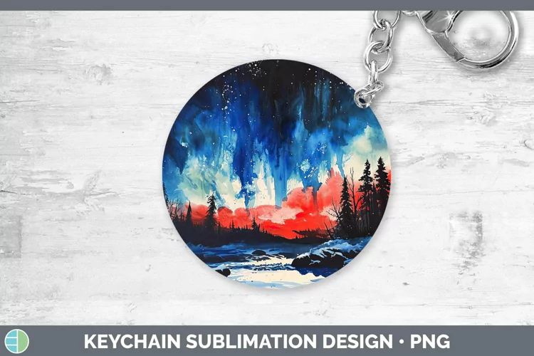 Patriotic Northern Lights Keychain | Sublimation Keyring Des