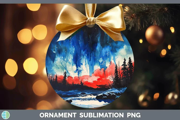 Patriotic Northern Lights Ornament | Sublimation Bauble Desi