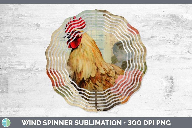 Vintage Decoupage Chicken Wind Spinner Sublimation Spinner D