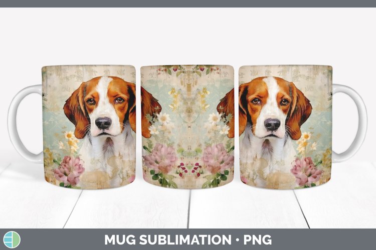 Vintage Brittany Dog Mug Wrap | Sublimation Coffee Cup Desig example image 1