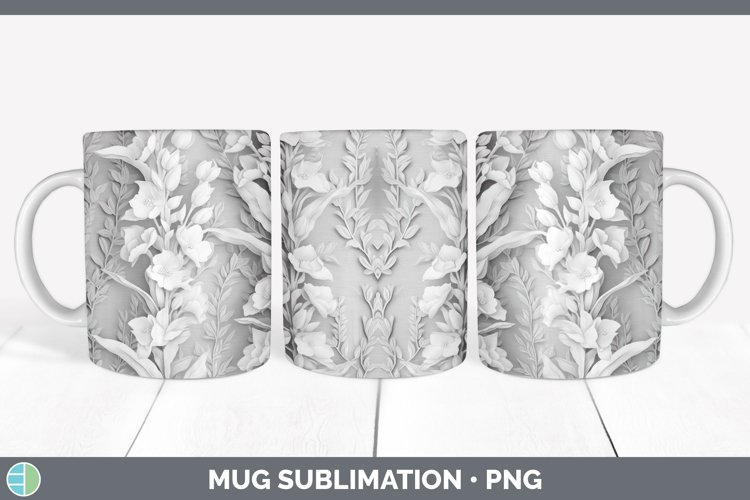 White 3D Sculpture Snapdragon Mug Wrap Sublimation Coffee Cu example image 1
