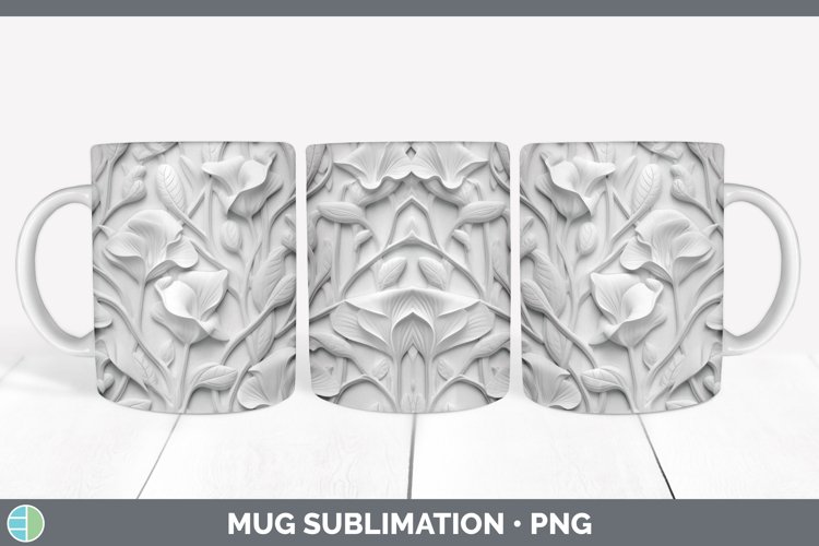 White 3D Sculpture Sweet Pea Mug Wrap Sublimation Coffee Cup example image 1
