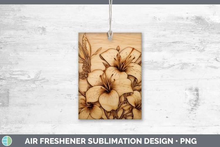 GorgeousED-MD-WBN-S01 Wood Burned Flowers Air Freshener design.