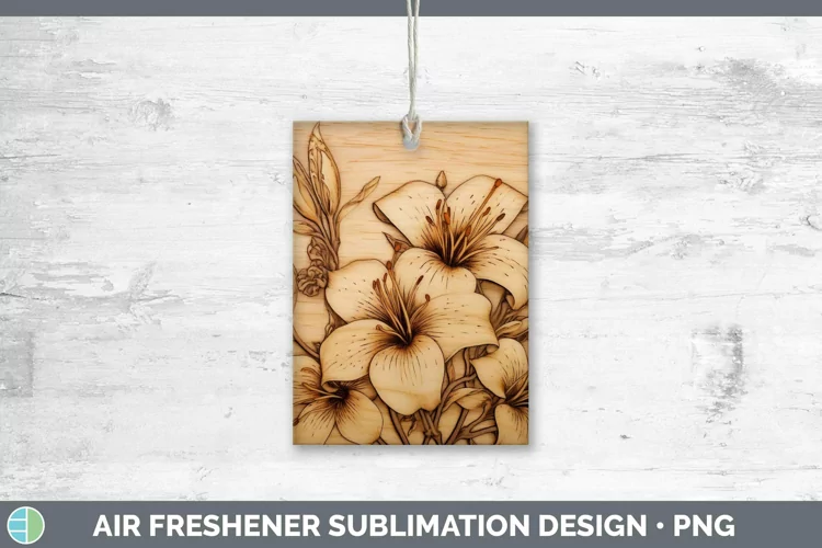 Wood Burned Flowers Azalea Air Freshener Subli