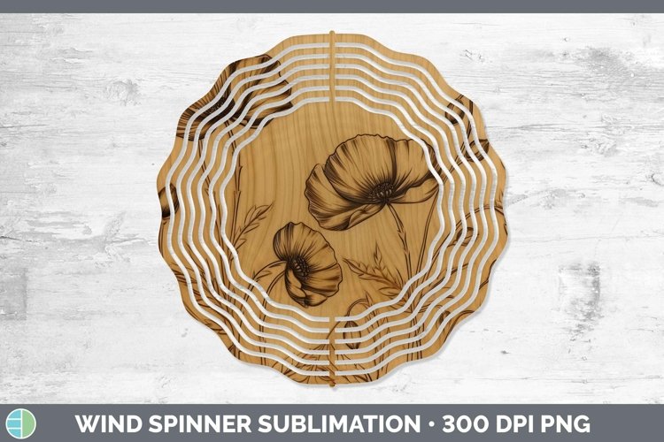 GorgeousWood Burned Flowers Wind Spinner design.