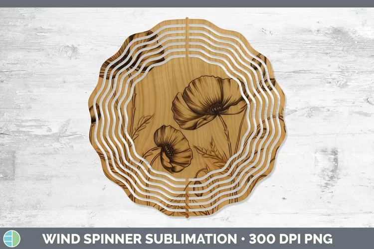 Wood Burned Flowers Buttercup Wind Spinner Sublimation Spinn