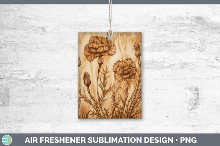 GorgeousWood Burned Flowers Air Freshener design.