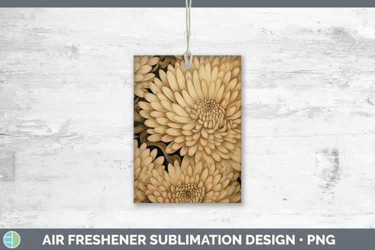 Wood Burned Flowers Chrysanthemum Air Freshener Sublimation