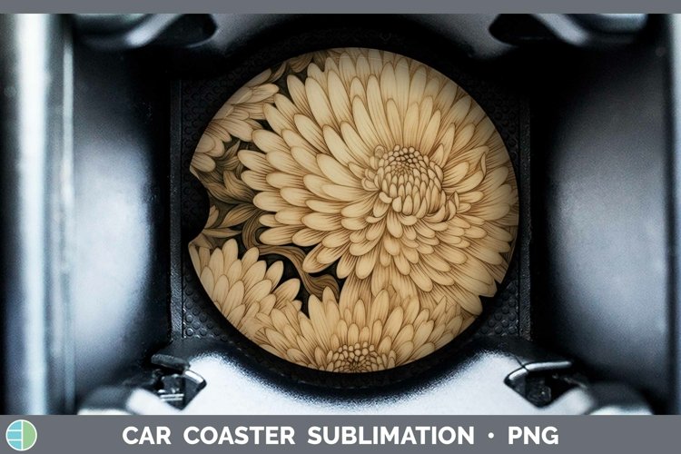 GorgeousWood Burned Flowers Car Coaster design.