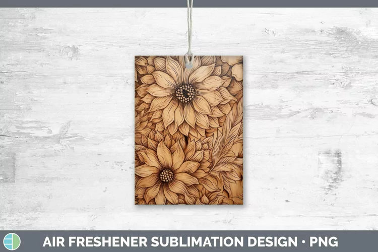 Wood Burned Flowers Dahlia Air Freshener Sublimation Car Fre