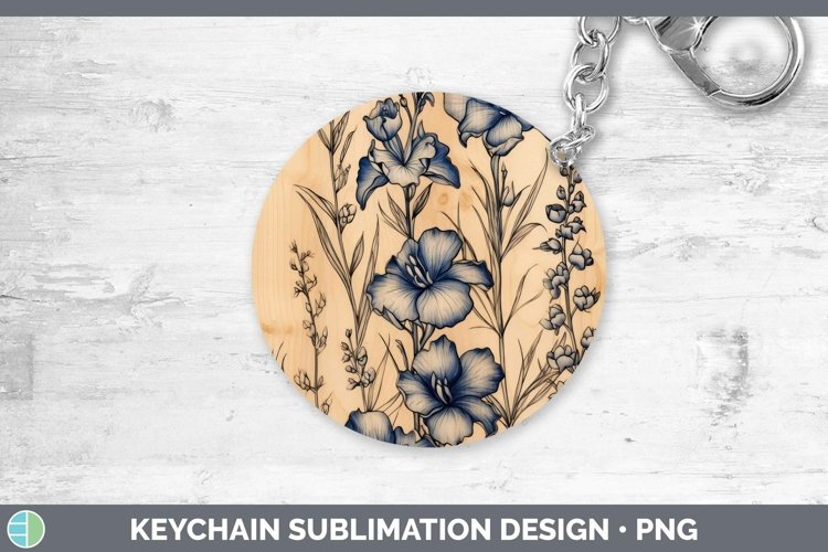 GorgeousWood Burned Flowers Keychain design.