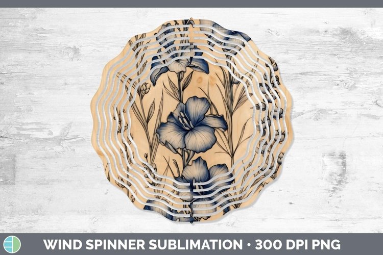 GorgeousWood Burned Flowers Wind Spinner design.