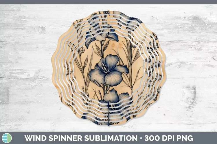 Wood Burned Flowers Delphinium Wind Spinner Sublimation Spin