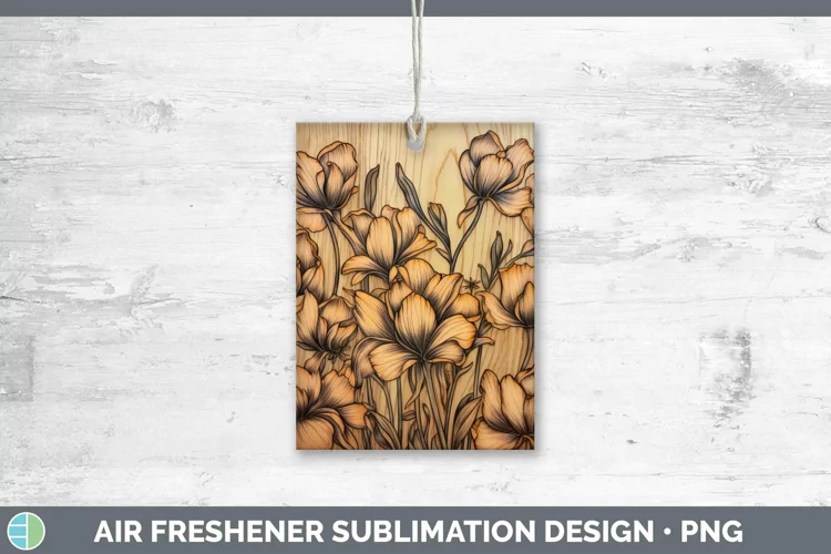 Wood Burned Flowers Freesia Air Freshener Sublimation Car Fr