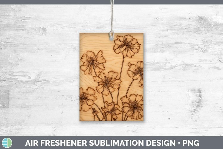 GorgeousWood Burned Flowers Air Freshener design.