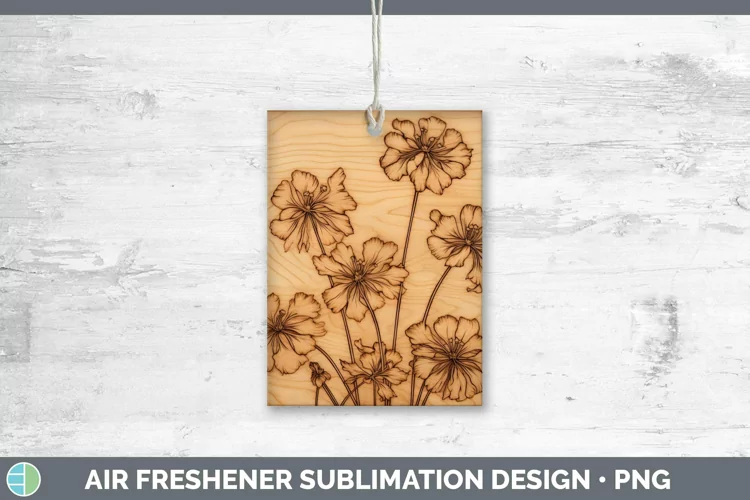 Wood Burned Flowers Geranium Air Freshener Sublimation Car F