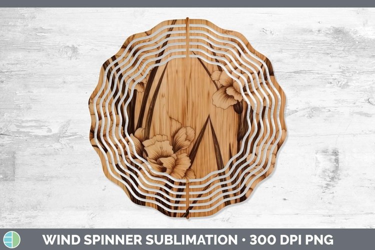 GorgeousWood Burned Flowers Wind Spinner design.