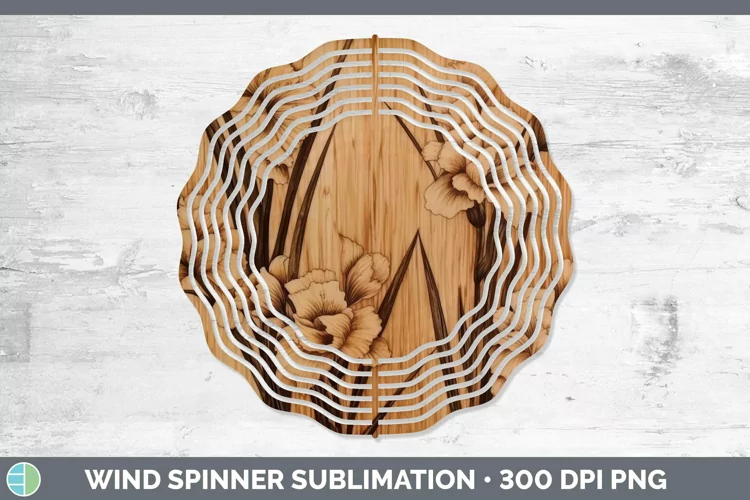 Wood Burned Flowers Gladiolus Wind Spinner Sublimation Spinn