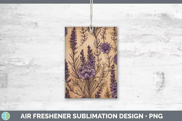 Wood Burned Flowers Lavender Air Freshener Sublimation Car F
