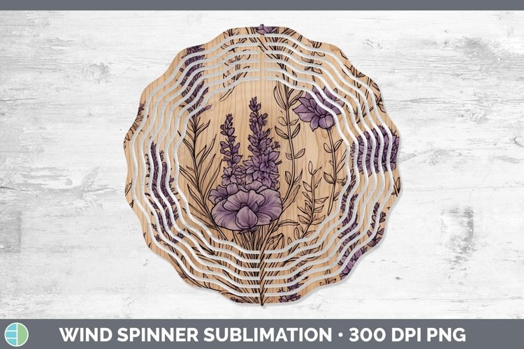 Wood Burned Flowers Lavender Wind Spinner Sublimation Spinne