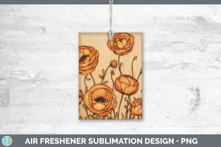 GorgeousWood Burned Flowers Air Freshener design.