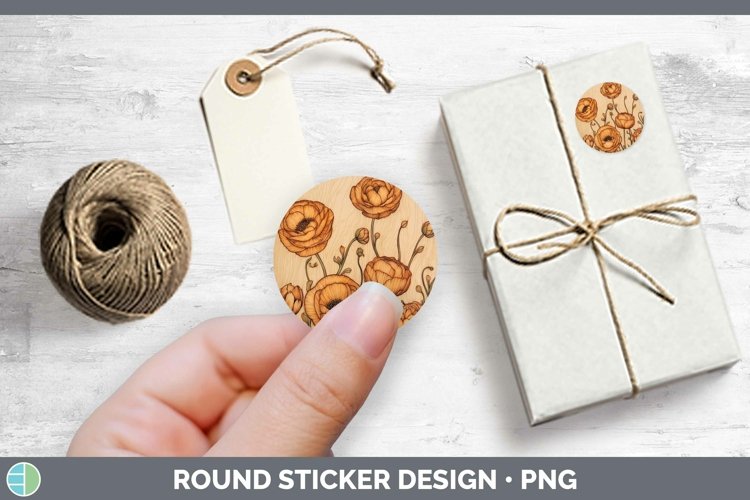 GorgeousWood Burned Flowers Stickers design.