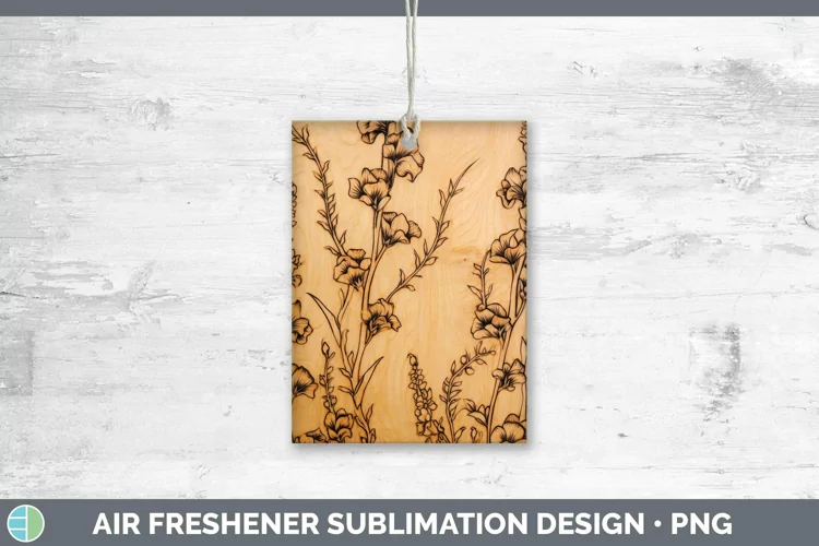 Wood Burned Flowers Snapdragon Air Freshener Sublimation Car