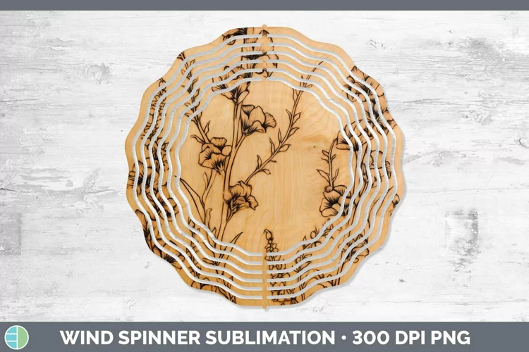 Wood Burned Flowers Snapdragon Wind Spinner Sublimation Spin