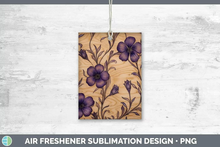 Wood Burned Flowers Violet Air Freshener Sublimation Car Fre