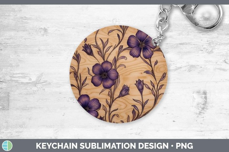 GorgeousWood Burned Flowers Keychain design.