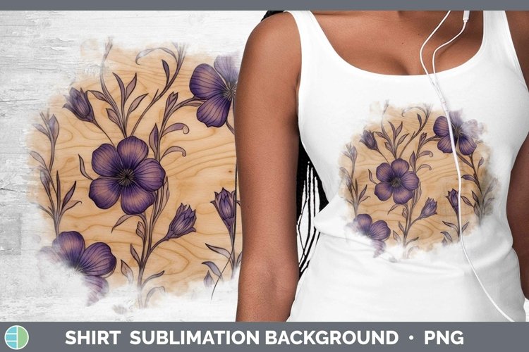 Wood Burned Flowers Violet Shirt Sublimation Sublimation Bac