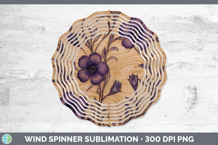 GorgeousWood Burned Flowers Wind Spinner design.