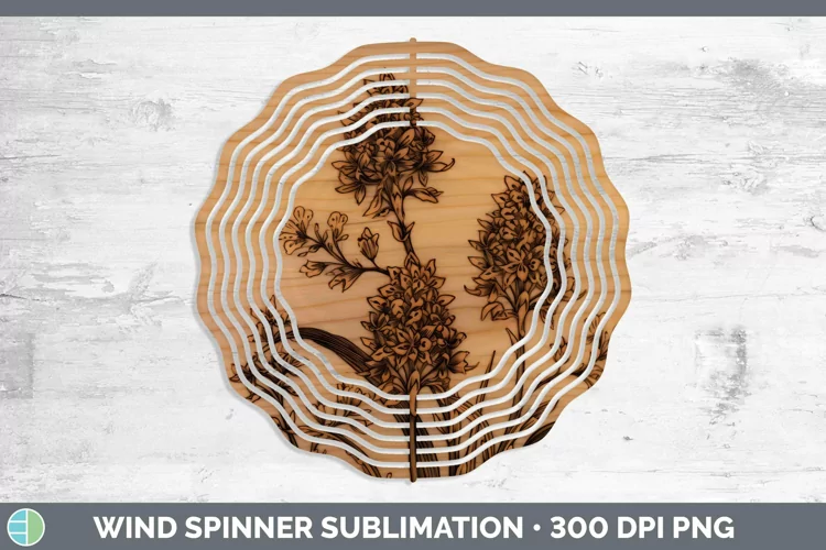 Wood Burned Flowers Hyacinth Wind Spinner Sublimation Spinne