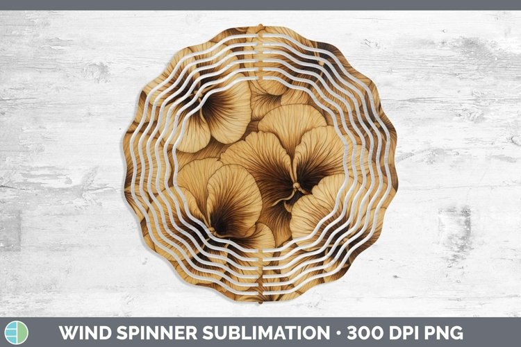 Wood Burned Flowers Pansy Wind Spinner Sublimation Spinner D example image 1