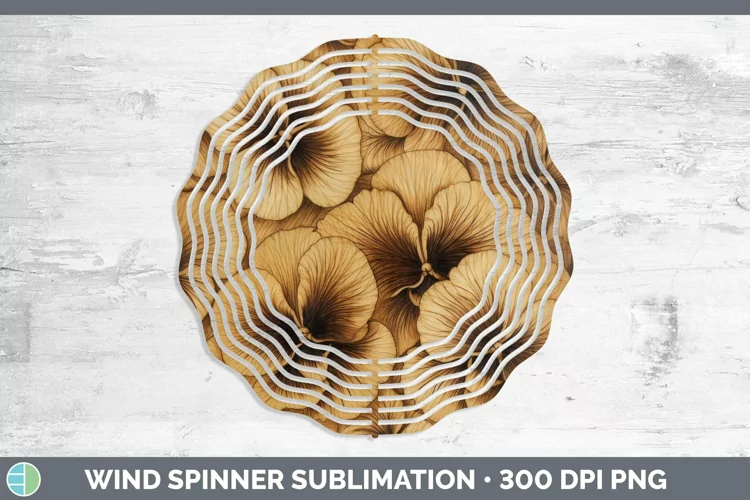 Wood Burned Flowers Pansy Wind Spinner Sublimation Spinner D