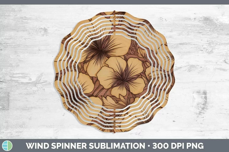 Wood Burned Flowers Petunia Wind Spinner Sublimation Spinner