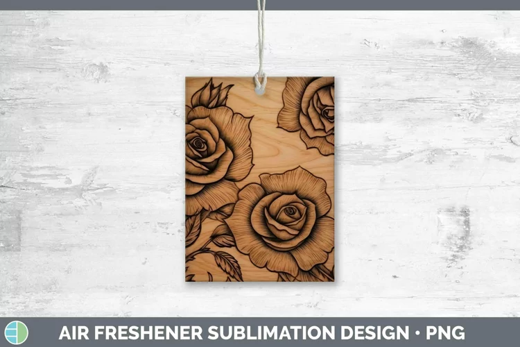 Wood Burned Flowers Rose Air Freshener Sublimation Car Fresh