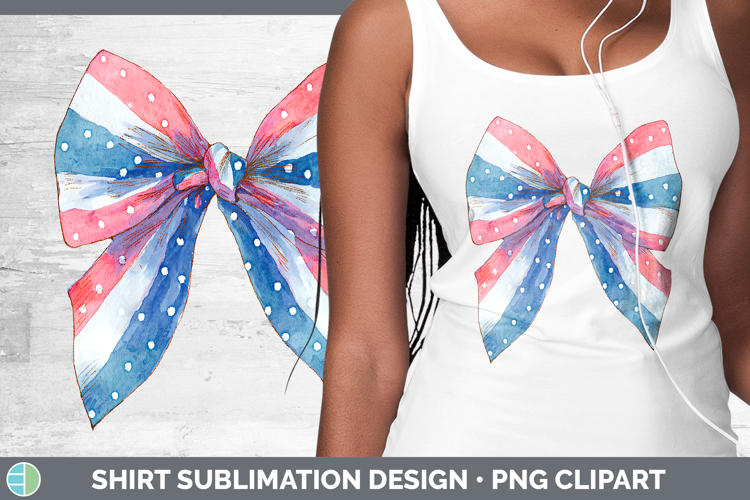 Watercolor Patriotic Bows 01.png Clipart Sublimation PNG Gra