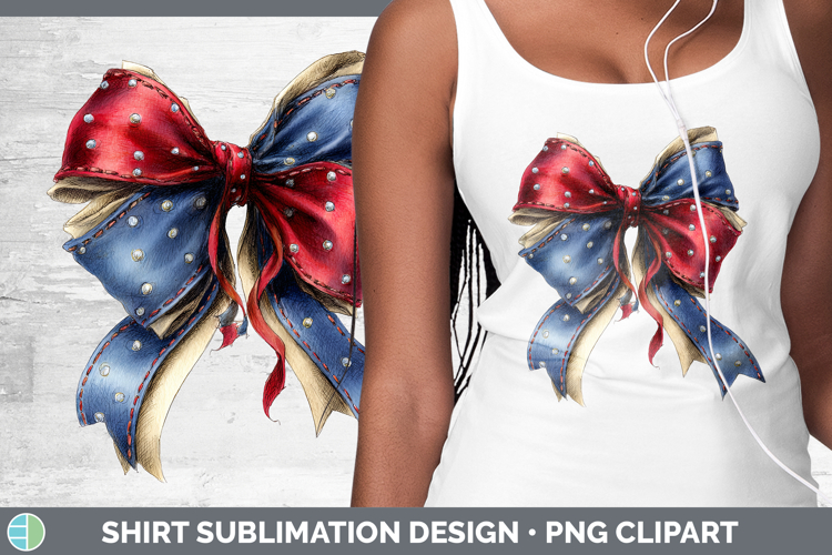 Watercolor Patriotic Bows 01.png Clipart Sublimation PNG Gra
