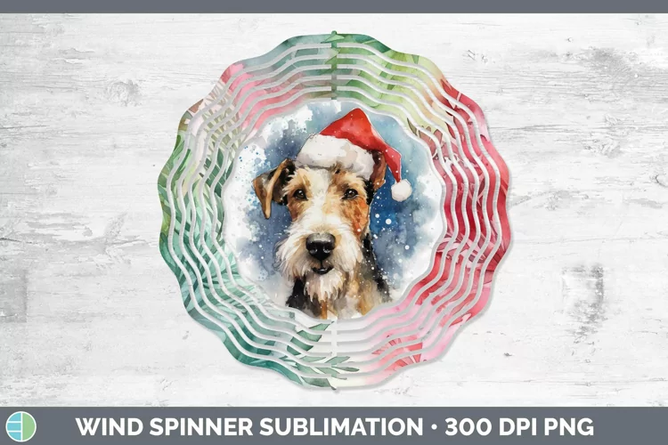 Santa Hat Fox Terrier Dog Wind Spinner Sublimation Spinner D