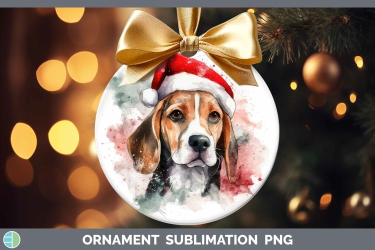 Santa Hat Beagle Ornament Sublimation Bauble Designs