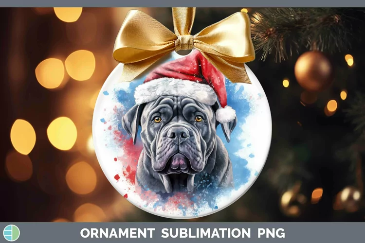 Santa Hat Cane Corso Ornament Sublimation Bauble Designs