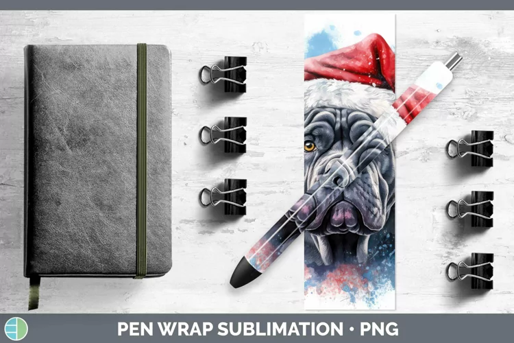 Santa Hat Cane Corso Pen Wrap Sublimation Epoxy Pen Designs