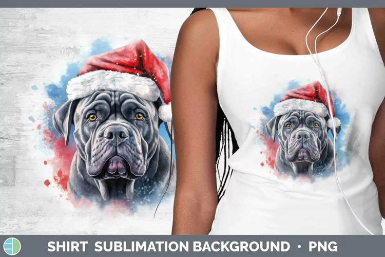 Santa Hat Cane Corso Shirt Sublimation Sublimation Backgroun
