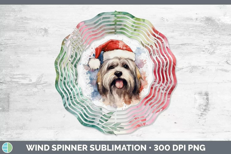 Santa Hat Lhasa Apso Wind Spinner Sublimation Spinner Design