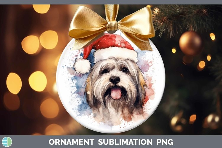 Santa Hat Lhasa Apso Ornament Sublimation Bauble Designs